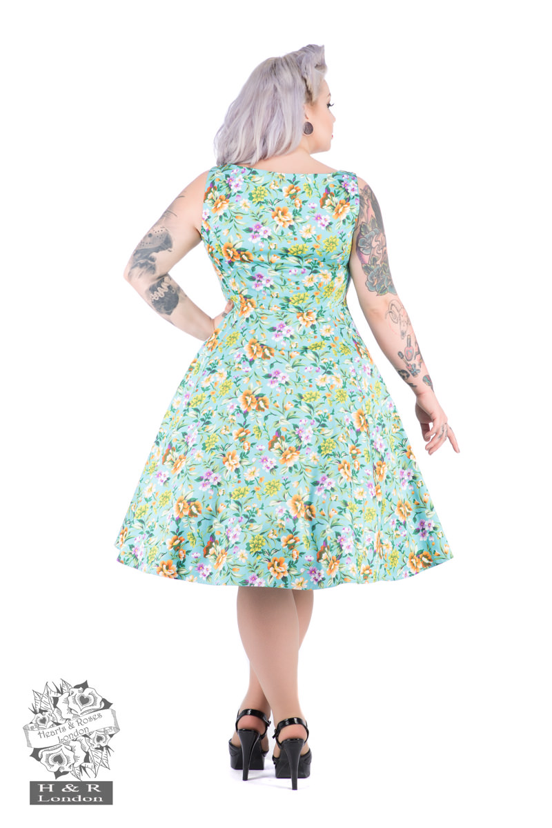 Turquoise Ella Floral Swing Dress